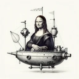 leonardo da vinci diagram sketch of a steampunk airship