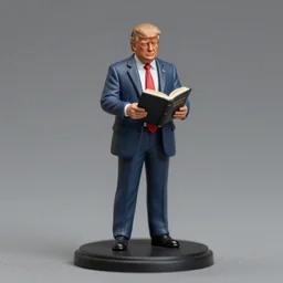 80mm resin detailed miniature of Donald Trump reading the bible, Product Introduction Photos, 4K, Full body