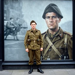 irish republican army soldier posing next to a mural in belfast in the 1 9 7 0 s, 8 k detail
