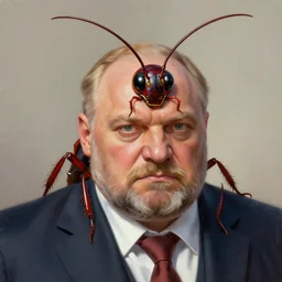 mutant roach face lukashenka, matte paintig, highly detailed digital painting, half human half insect, unreal engine