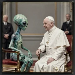 photo of an alien meeting with the pope in vienna in 1 5 1 9, daguerreotype