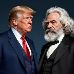 Donald Trump fighting Karl Marx, highly detailed, award-winning, digital art, artstation, 8K