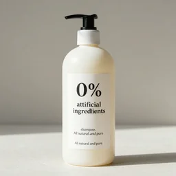 “0% artificial ingredients shampoo. All natural and pure”