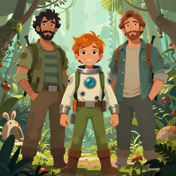 Sergio Bleda and Jérémy Petiqueux and Alex Maleev artwork of a boy super scientist in a retro jungle space costume
