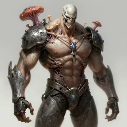 warframe, muscular male undead cyborg, muscle, fungus, painted by stanley lau, painted by greg rutkowski, painted by stanley, artgerm, masterpiece, digital art, trending on arts