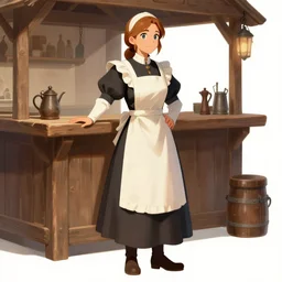 medieval barmaid in tavern, trending on artstation