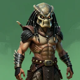 pierre emmanuel saubade turned into the predator from 1 9 8 6 movie, artstation, concept art, smooth, sharp focus ilustration hq, painting in the style of leroy neiman, green tones