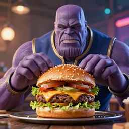 Thanos eating a Whopper, Bokeh