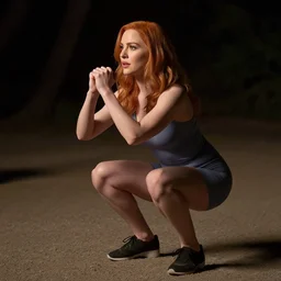 christina hendricks doing squats exercises,
