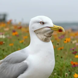 the cosmos is a seagull with a dirty n 9 5 mask around its neck