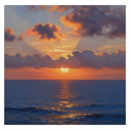beautiful oil painting ocean sky sunset, painted by thomas kinkade and James Gurney