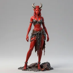 full length complex 3 d hyper realistic smooth ultra sharp render of a gorgeous!! chained red skinned demoness viking warrior | high detail, 4 k, hd | art by oh jinwook + 吵 集 仁 儿 on artstaion + takeshi obata + alphonse mucha + jim lee