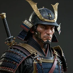 hyper - realistic ultra - detailed 3 d render of a cyberpunk samurai portrait by gleb alexandrov and beeple, intricate, octane render, unreal engine, ray tracing, trending on artstation