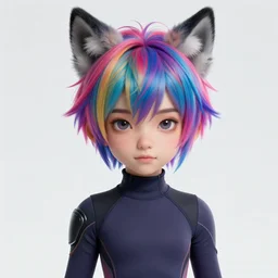 character concept art of a cute cyberpunk boy with colorful hair and wolf ears wearing tight clothing | | cute - fine - face, pretty face, key visual, realistic shaded perfect face, fine details by stanley artgerm lau, wlop, rossdraws, james jean, andrei riabovitchev, marc simonetti, and sakimichan, trending on artstation