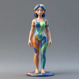 3d render of girl in liquid fauvism