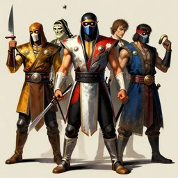 mortal kombat characters art by hieronymus bosh, triumph of death by pieter brueghel