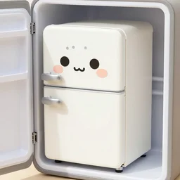 tiny cute humonid fridge with human features, super cute, tiny , adorable, awww aspiring, very cute