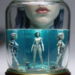 cyborg manga beautiful three point perspective film still of holly herndon in underwater sub scene in aliens, extreme closeup 3 / 4 full - body portrait in style of frontiers in blade runner miniature photography fashion architectural art studio edition, real - life porcelain statue in victorian glass jar, pursed lips, tilt shift background, sharp focus, panavision, 8 k, macro, cinematic style