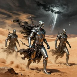 metallic monks, desert wind, a trader's life, radiation storm, second chance, art by leonard boyarsky and justin sweet