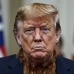 a close up portrait photograph of donald trump as a neanderthal, dslr photography