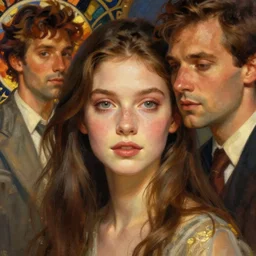 a man turning into a girl, feminine face, very beautiful face, pretty face, digital painting, by greg rutkowski, alphonse mucha, ross tran, don bluth