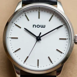 a watch that shows only the word now on its face