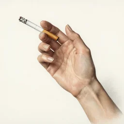 drawing lesson, acurate, real, one elegant female hand, holding a cigarette with her fingers,highly detailed, elegant up to the elbow, only five fingers, separated, elegant, neat nails, fotorealism, advertisement for a crossover salon, style by Maurits Cornelis Escher, 8k,