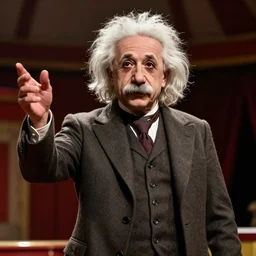 Albert Einstein tallest man in the world being showed off at a circus