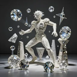 lifelike by marcel duchamp, by takeshi obata raypunk, cubic zirconia. a variety of shapes & textures. the art installation is full of movement & energy, & the viewer can find new details with each look.