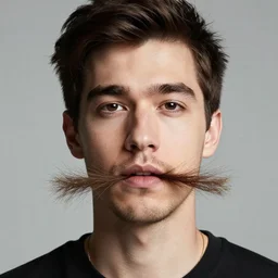 guy with hair growing out of his mouth, professional photography, hd