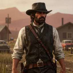 film still of shaggy rogers in red dead redemption 2 ( 2 0 1 8 video game )