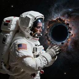 astronaut kisses a blackhole, and discovers the truth hidden beneath the fabric of reality, deep within the cracks of his withering mind