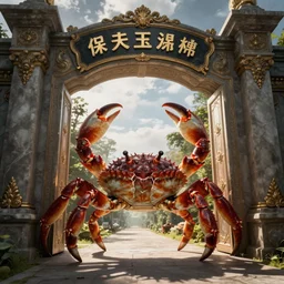 The gate to the eternal kingdom of crabs, fantasy, digital art, HD, detailed.
