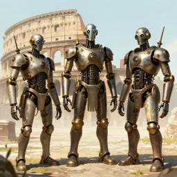 steampunk robots in ancient rome, concept art, artstation