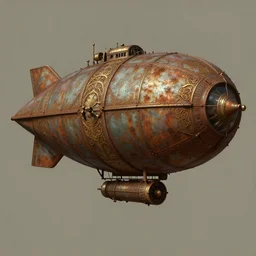 steampunk zeppelin, rusted, ornamental, gritty, science fantasy, matte painting, by artgerm, greg rutkowski, alphonse mucha