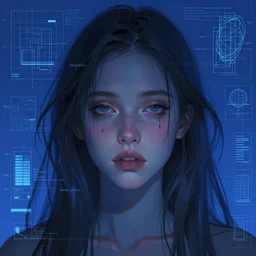 moody emotional portrait of jewel grutfolk dreamer in the style of Rob Lefield and Dan Mumford , trending on artstation, digital art,surrealism ,macro,blueprint ,vaporwave ,