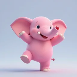3D model of a pink elephant dancing