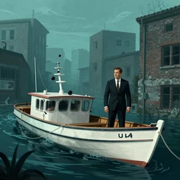 reaper boat with banker, submerged buildings by xcopy