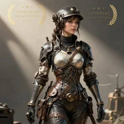 female steampunk artificer, hyper detailed