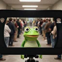 pepe frog in the frame of thriller film, long shot, filming, high quality, hd, 4 k, vhs, cinematic, warner, hbo, cinema frame, screenshot