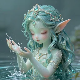 a cute water elemental, with hands and hair turning into water, fantasy, intricate, elegant, highly detailed, digital painting, artstation, concept art, wallpaper, smooth, sharp focus, illustration, art by artgerm and greg rutkowski and alphonse mucha