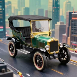 cyberpunk 1 9 0 8 model ford t by paul lehr, metropolis, view over city, vintage film photo, damaged photo, scratched photo, scanned in, old photobook, silent movie, black and white photo