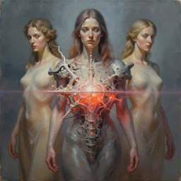 painting of the ai gods core, realistic shaded lighting, magali villeneuve, artgerm, rutkowski