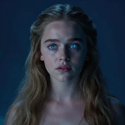 Portrait photo of Emilia Clarke as the little mermaid, cinematic lighting, starlit shining eyes