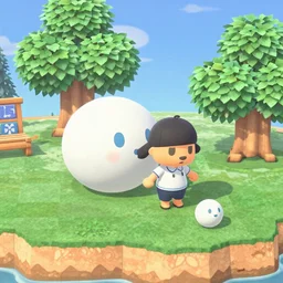 screenshot of a Katamari rolling up an Animal Crossing island