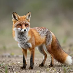 prompt realistic furry fox with big long tail