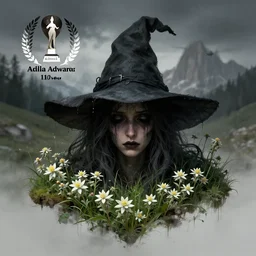 _ alpine _ witches _ head _ being _ overgrown _ by _ edelweiss _ dolomites _ dark _ eerie _ despair _ portrait _ photography _ artstation _ digital _ art _ adward _ winning