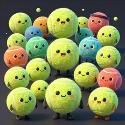 an army of different cute green tennis ball monsters, colorful, digital art, fantasy, magic, chalk, trending on artstation, ultra detailed, detailed, fine details, professional illustration by basil gogos