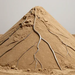 sand sculpture metal veins, studio light, heavy grain, high quality,