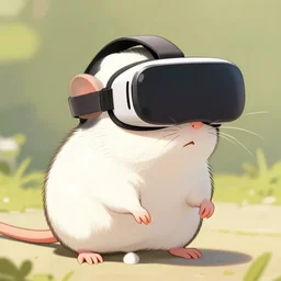 cute rat with a virtual reality headset, photograph